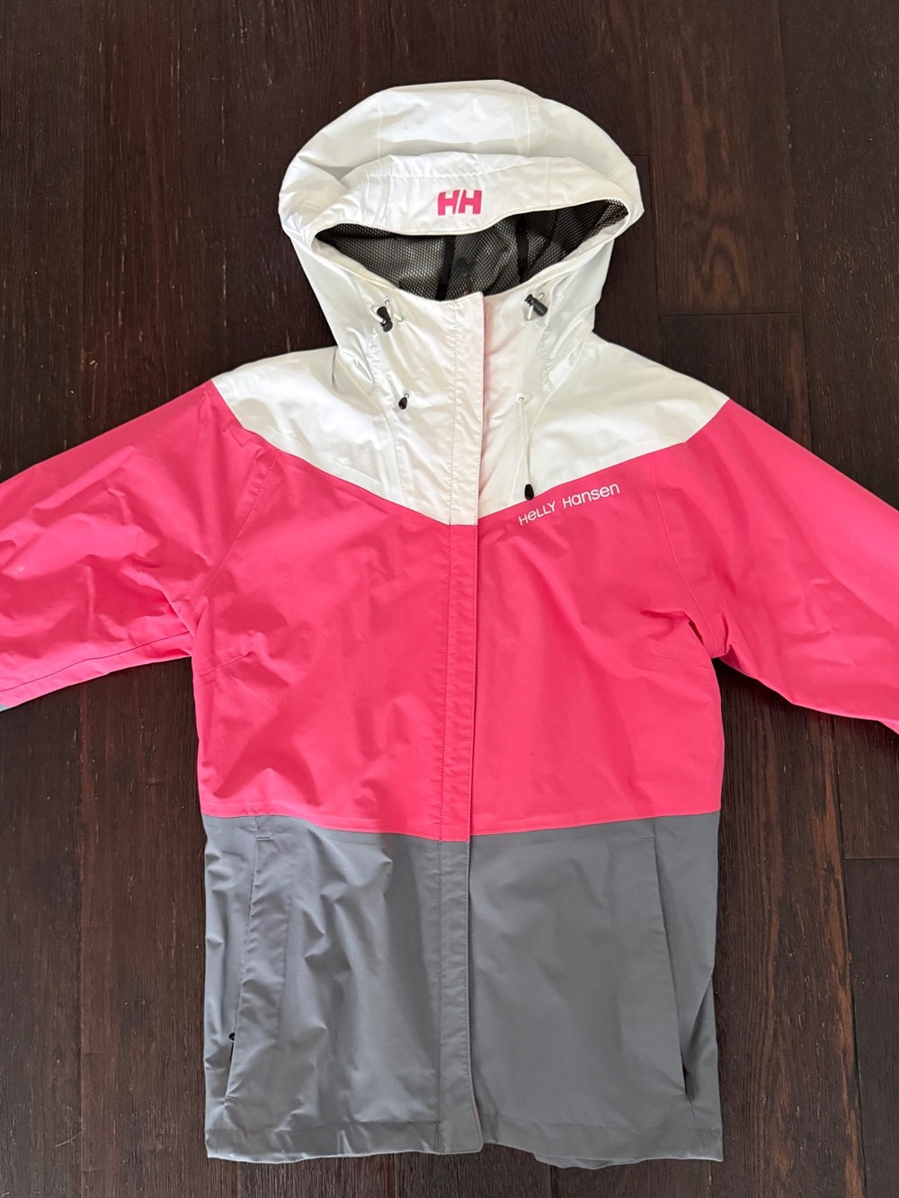 Helly Hansen Hot Pink White Gray Color-Block Hooded Shell